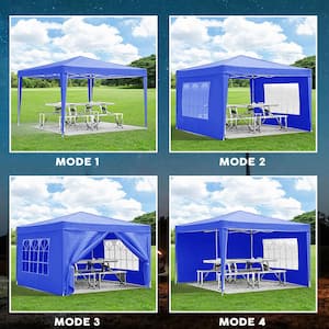 10 ft. x 10 ft. Blue Pop Up Canopy Outdoor Portable Party Folding Tent with 4 Removable Sidewalls and Carry Bag