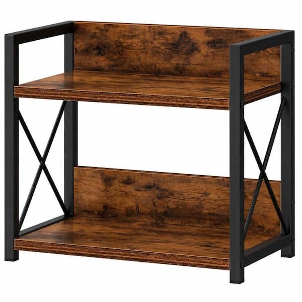 Industrial 2-Tier Wood Countertop Use Tiered Shelf Organizer, Kitchen Spice Rack Organizer for Countertop, in Brown