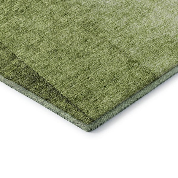 Mayfield Premium Machine Washable Indoor/Outdoor Geometric AMF625 Olive 1 ft. 8 in. x 2 ft. 6 in. Area Rug