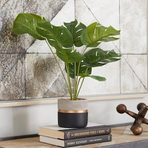 18 in. H Monstera Artificial Plant with Realistic Leaves and Color Block Pot