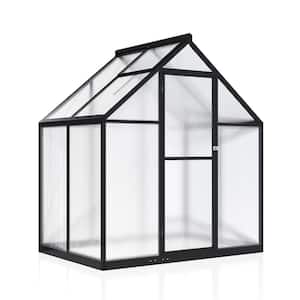 6 ft. W x 4 ft. D Greenhouse for Outdoors, Polycarbonate Greenhouse with Quick Setup Structure and Roof Vent, Black