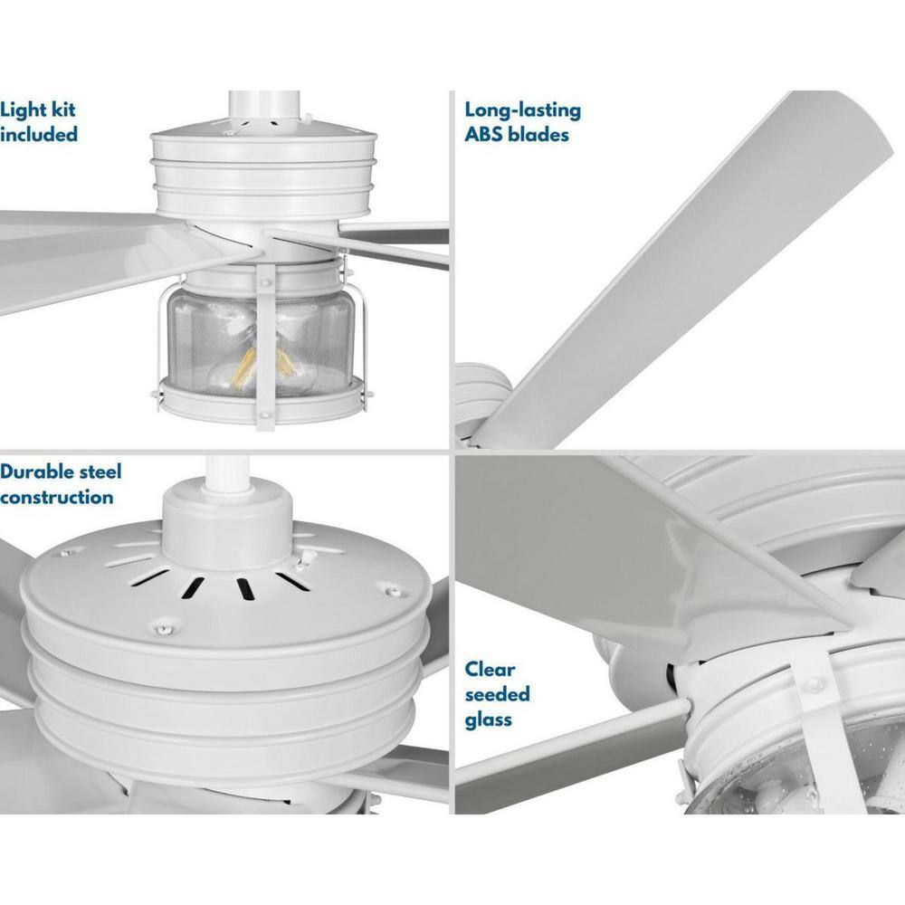 Midvale 56" White Steel Ceiling Fan with LED Light and Remote