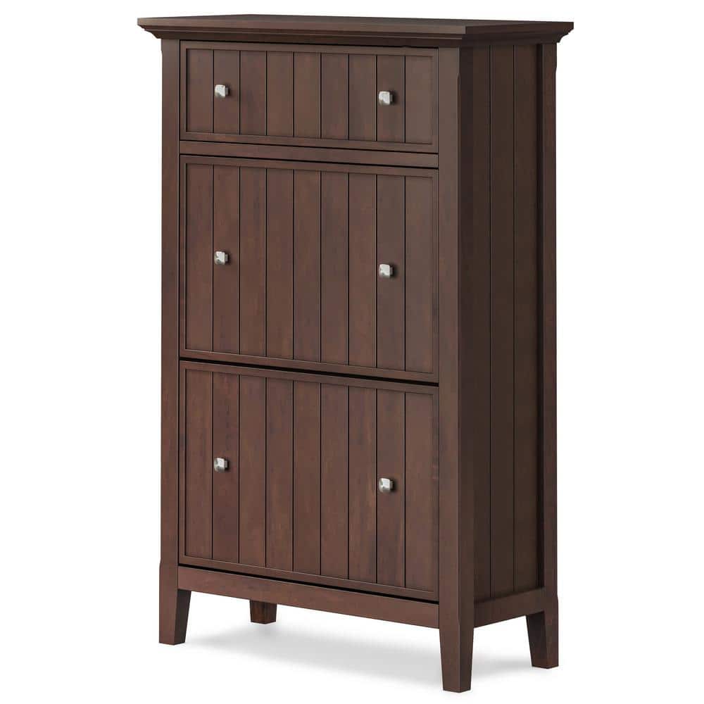 Brunette Brown Solid Wood 32" Entryway Shoe Storage Cabinet