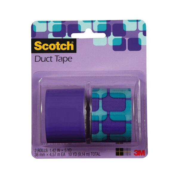 3M Scotch 1.5 in. x 5 yds. Violet Tiles and Violet Purple Duct Tape (2-Pack)