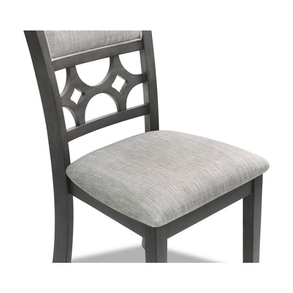 Contemporary 42" Round Gray Dining Set with 4 Padded Chairs