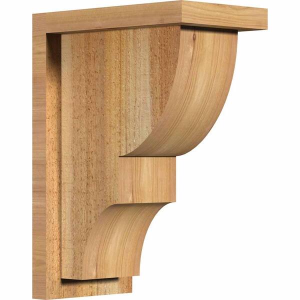 Ekena Millwork 6 in. x 10 in. x 14 in. Western Red Cedar Ridgewood Rough Sawn Corbel with Backplate