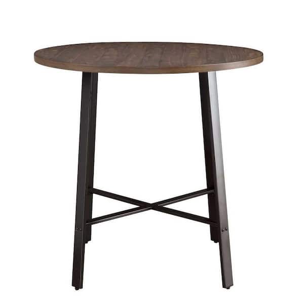 EVERGLADE HOME Nelina 36 in. Round Burnished Brown Wood Top Counter Height Table with Gray Metal Frame (Seats 4)