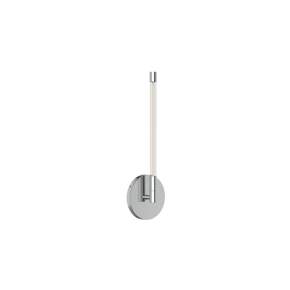 Chrome Cylinder Dimmable LED Wall Sconce, 14.88" Height