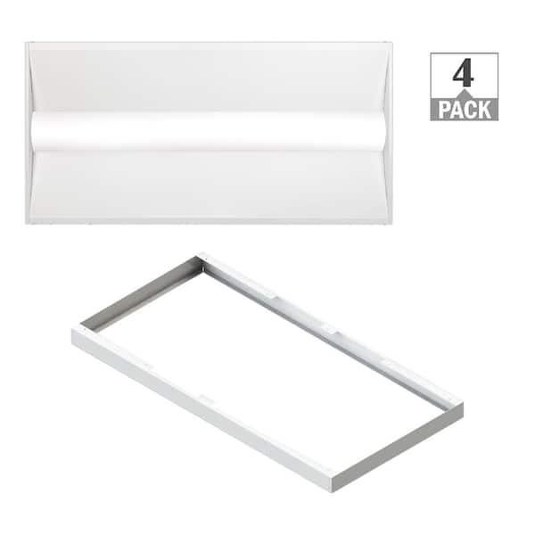 ETI LIGHTING 2 ft. x 4 ft. Center Basket Integrated LED Troffer Light Surface Mount Kit 3500K 4000K 5000K 39W/32W/29W/24W (4-Pack)