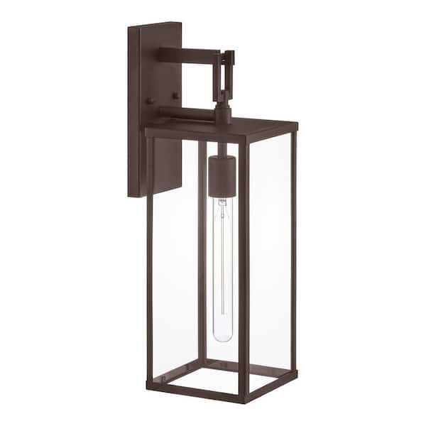 Hampton Bay Porter Hills 19 in. Dark Olde Bronze Hardwired Outdoor Wall Lantern Sconce with No Bulb Included