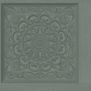 Ornate Wood Panel Teal Non-Pasted Wallpaper (Covers 56 sq. ft.)