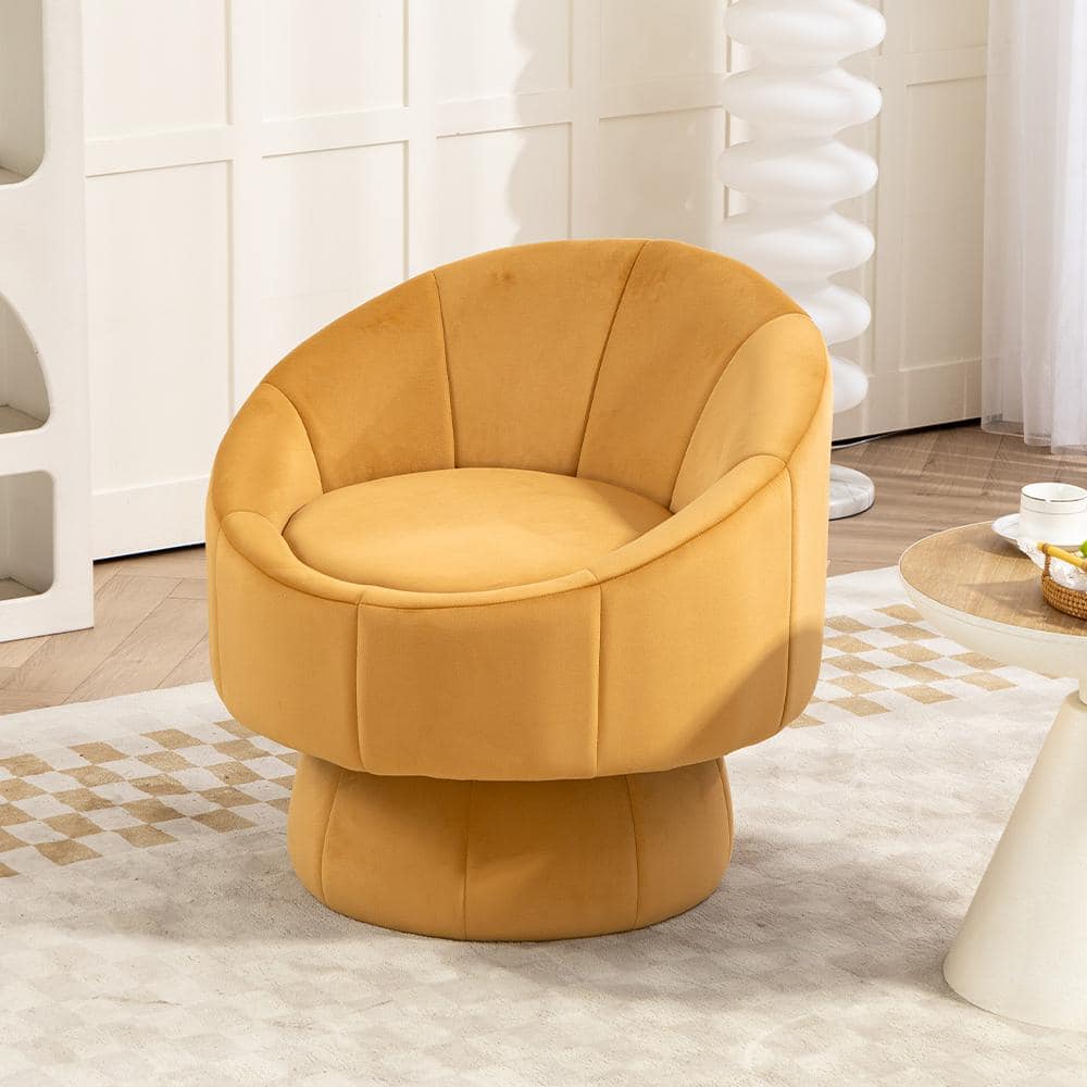 YOFE Mid-Century Modern 360 ° Swivel Yellow Velvet