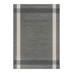 Charcoal Ivory 6 ft. x 9 ft. Woven Tapestry Outdoor Area Rug