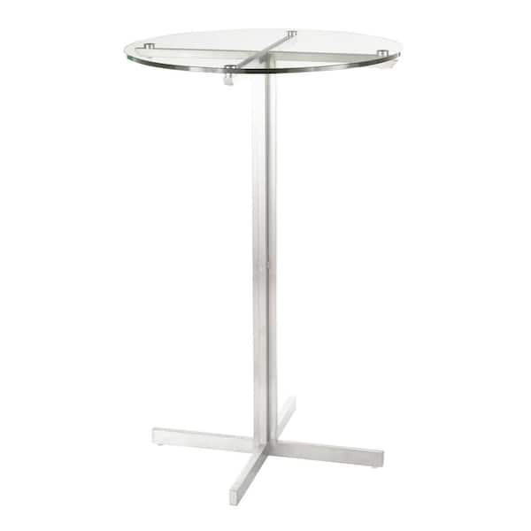 Lumisource Fuji Round Bar Table with Clear Tempered Glass Top