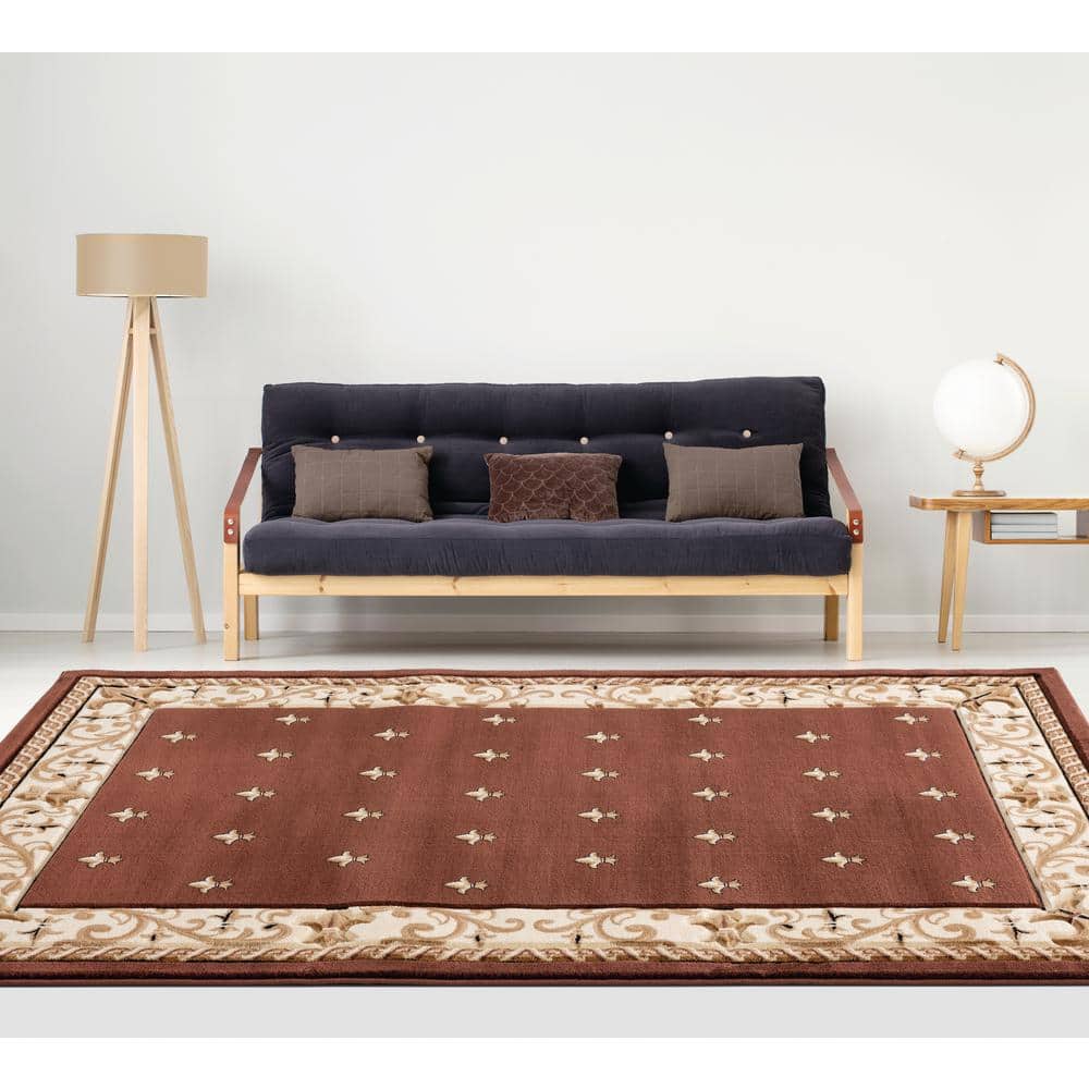 Bristol Brown Synthetic Stain-Resistant Rectangular Area Rug 5' x 8'