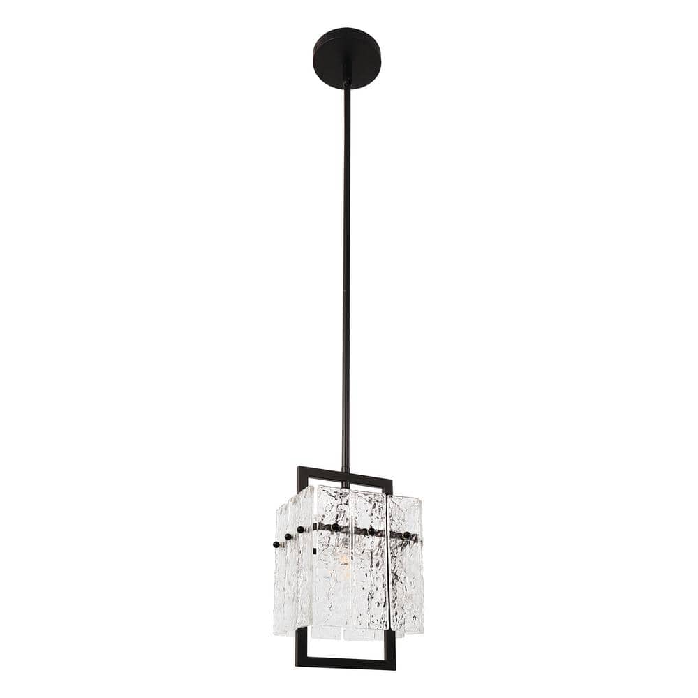 7 in. 1-Light Black Pendant Light with Seeded Glass Shade, Adjustable Height Rectangle Chandelier for Kitchen Island price history on PriceWatchPro