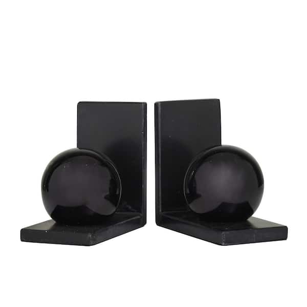 CosmoLiving by Cosmopolitan Black Marble Orb Bookends (Set of 2