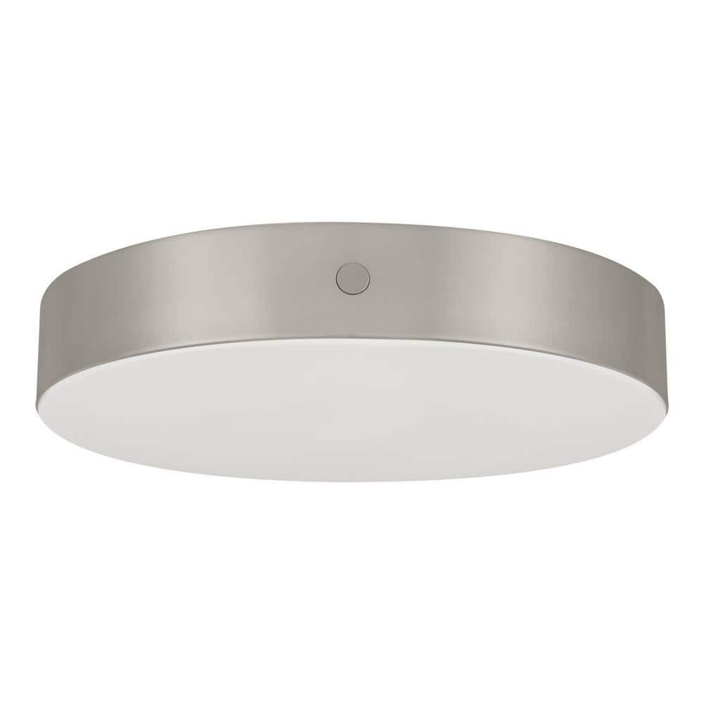 Hampton Bay Luis 11 in. Brush Nickel Touch CCT Selectable LED Flush Mount