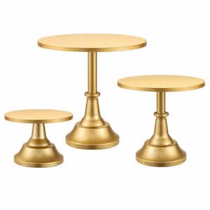 3-Piece Gold Metallic Metal Cake Stand Set 8/10/12 in. for Wedding Birthday Party Baby Shower Dessert Display