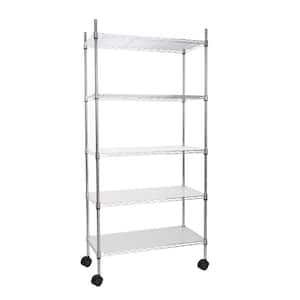 5 Tier Wire Shelving Unit, Heavy-Duty Metal Large Storage Shelves Height Adjustable for Garage Kitchen Office-Chrome