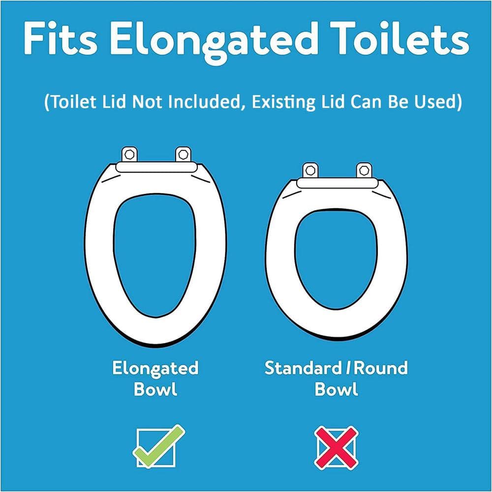 White Molded Plastic Elongated Raised Toilet Seat Elevator
