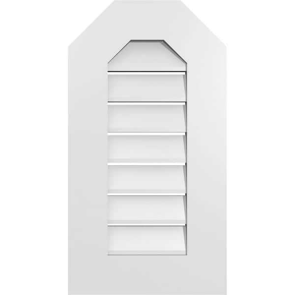 Ekena Millwork 14 in. x 26 in. Octagonal Top Surface Mount PVC Gable Vent: Functional with Standard Frame