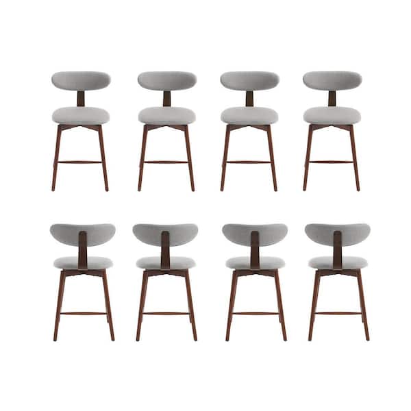 Uixe 22.4 in. H Light Gray Low Back Solid Wood Swivel Bar Stool