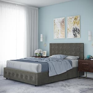 Sherry Gray Upholstered Velvet Full Size Bed