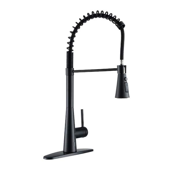 Mondawe Touchless Single Handle Pull Down Sprayer Kitchen Faucet in Matte Black