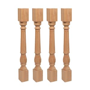 35.25 in. x 3.75 in. Unfinished Solid North American Cherry Acanthus Leaf Kitchen Island Leg (4-Pack)