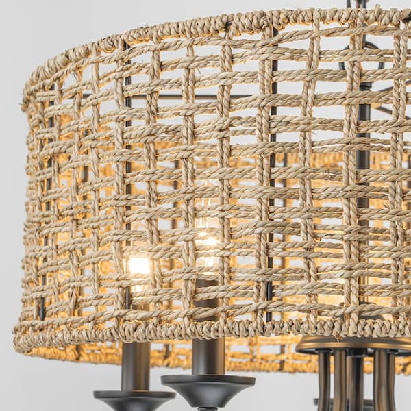 Rennnsan Eden 5-Light Boho Farmhouse Cylinder Rustic Drum Hand