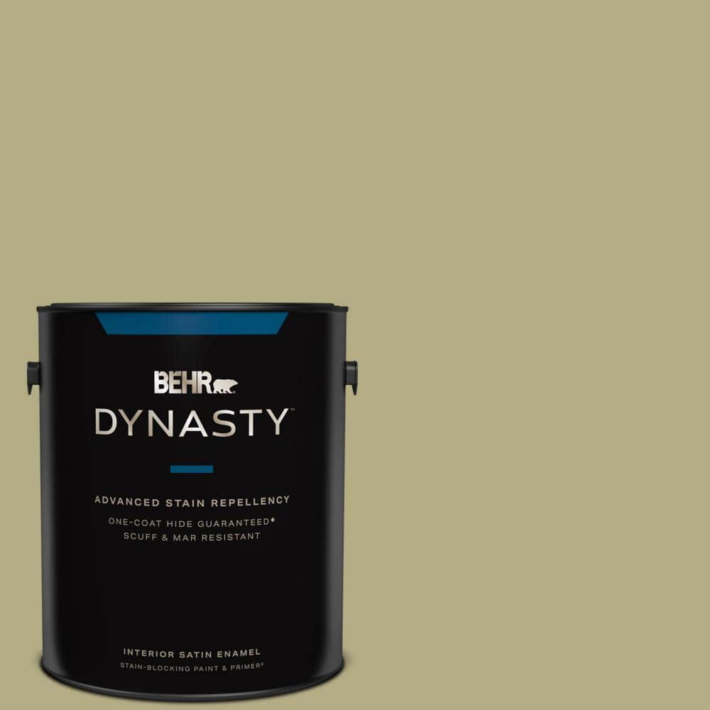 BEHR DYNASTY 1 gal. #PPU9-08 Tarragon Tease One-Coat Hide Satin Enamel  Interior Stain-Blocking Paint and Primer 765401 - The Home Depot