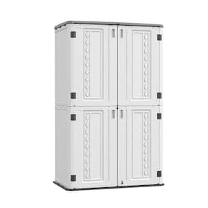 Modern 50 in. W x 29 in. D x 79.5 in. H HDPE Outdoor Storage Cabinet in White (Shelves not included)