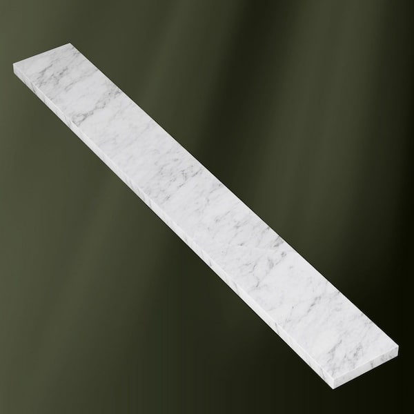 37 in. W x 4 in. H Marble Vanity Backsplash in White Rear Panel for Bathroom Vanity Sink Top or Doorway Floor Transition