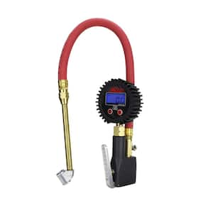 Milton Dual Head Air Chuck Compact Digital Tire Inflator and Pressure Gauge 15 in. Rubber Air Hose (255 PSI) 1/4 in. NPT