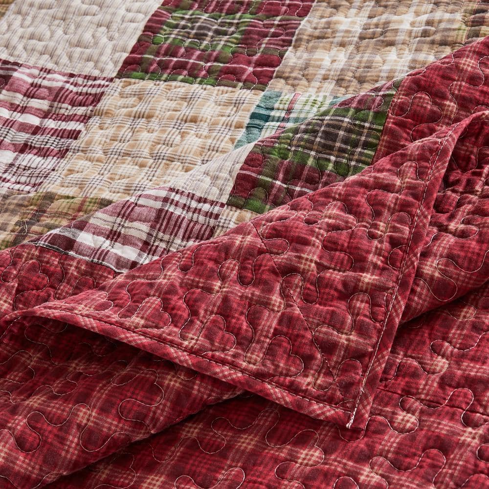 Oxford Red Cotton Reversible King Bedspread Set
