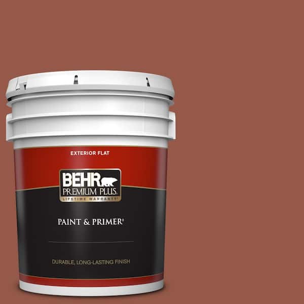 BEHR PREMIUM PLUS 5 gal. #BIC-47 Caliente Flat Exterior Paint & Primer