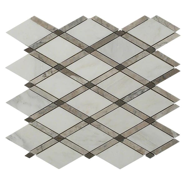 Ivy Hill Tile Grand Lagos Gray 11 in. x 12 in. x 10 mm Polished Marble Mosaic Tile