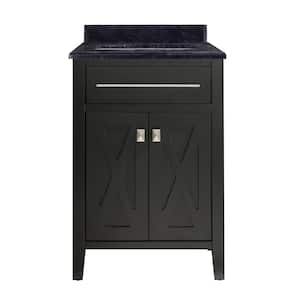 Wimbledon 24 in. W x 22 in. D x 34.5 in. H Bathroom Vanity in Espresso with Black Wood Marble Top