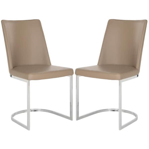 Parkston Taupe 18 in. H Leather Side Chair (Set of 2)