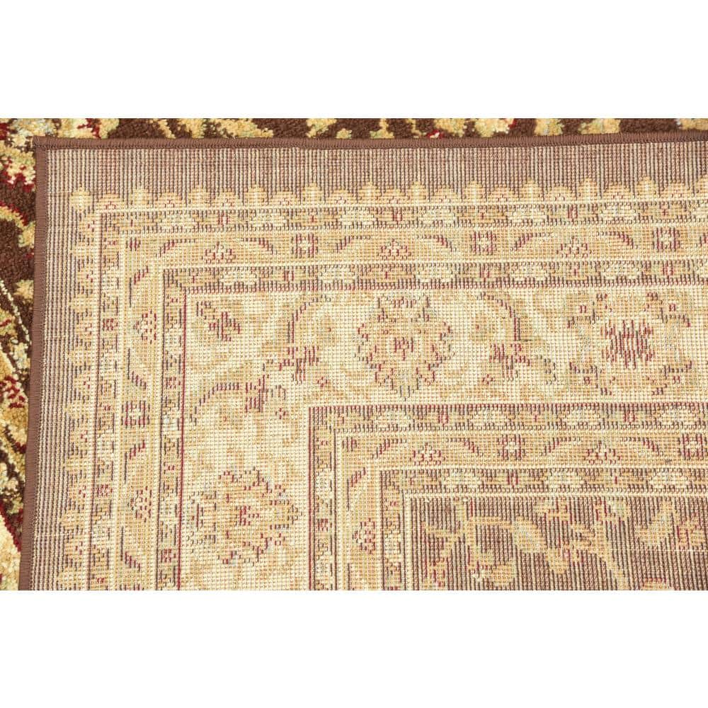 Classic Elegance 4' x 6' Brown Floral Synthetic Area Rug