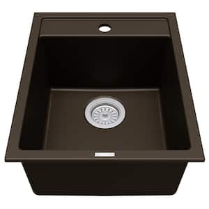 QT-825 Quartz 15-3/4 in. Single Bowl Drop-In Bar Sink in Brown