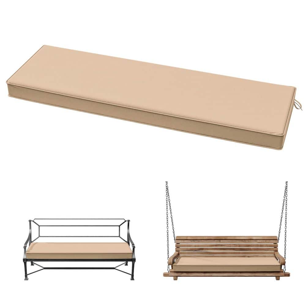 60 in. x 18 in. x 3.5 in. Rectangular Outdoor Porch Swing Bench Cushion Sand