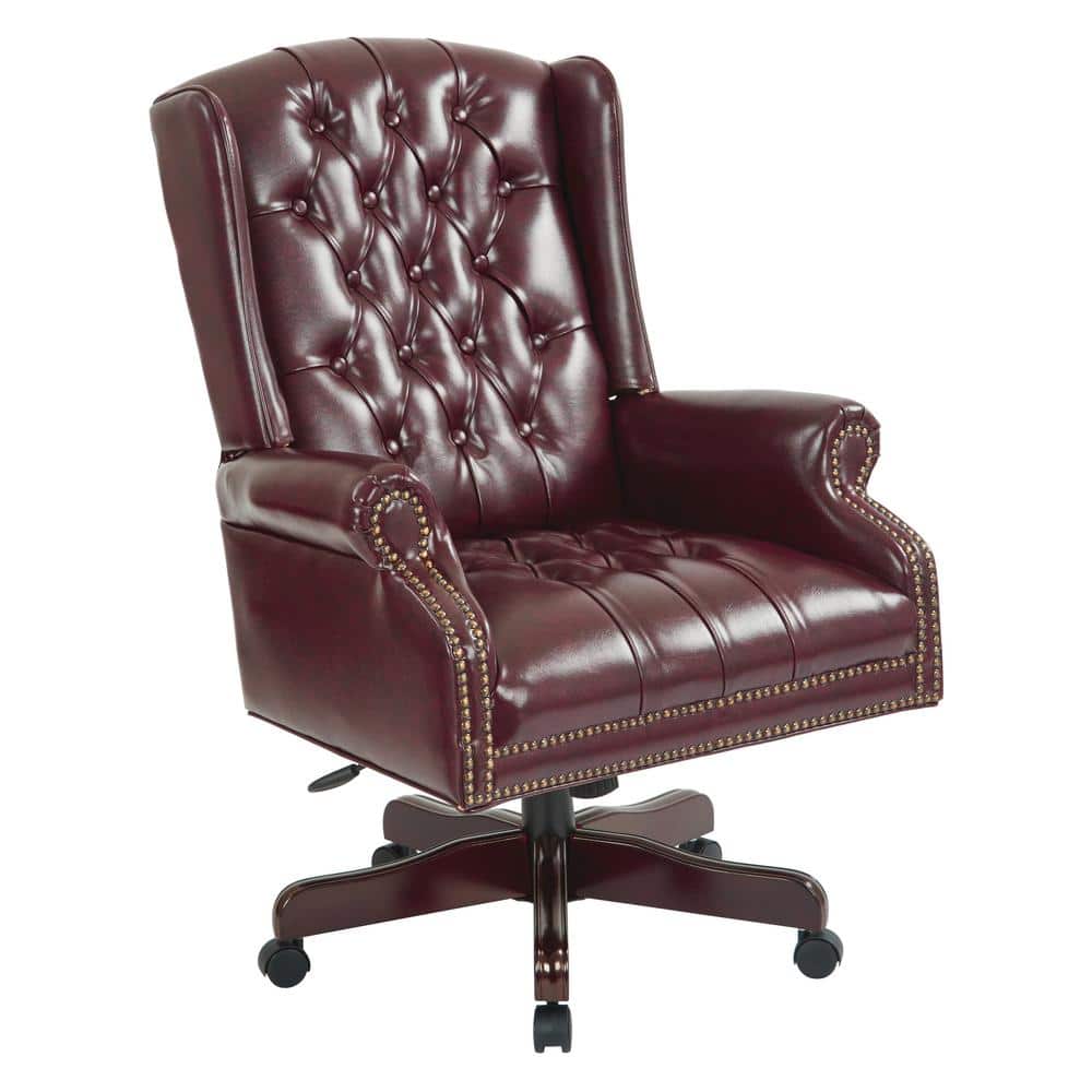 Brown High Back Executive Swivel Chair with Mahogany Base