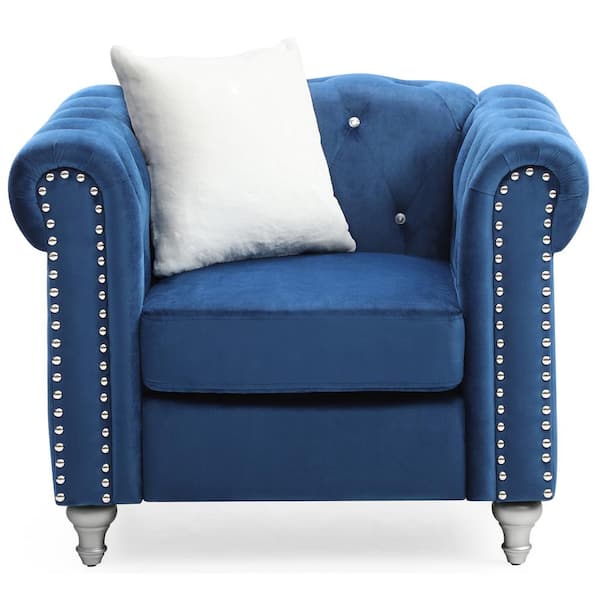 AndMakers Raisa Navy Blue Accent Arm Chair