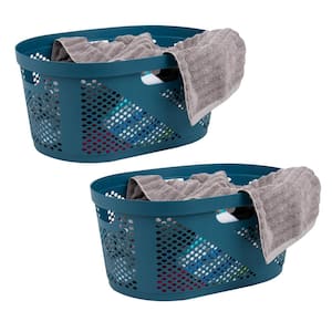 Blue 10.5 in. H x 14.5 in. W x 23 in. L Plastic 60L Slim Ventilated Rectangle Laundry Basket (Set of 2)
