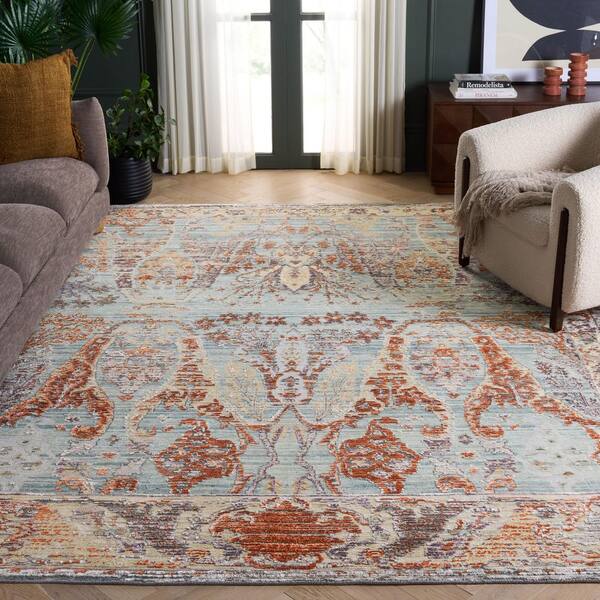 Jewel Of India 10 ft. x 14 ft. ft.Teal/Rust Persian Area Rug
