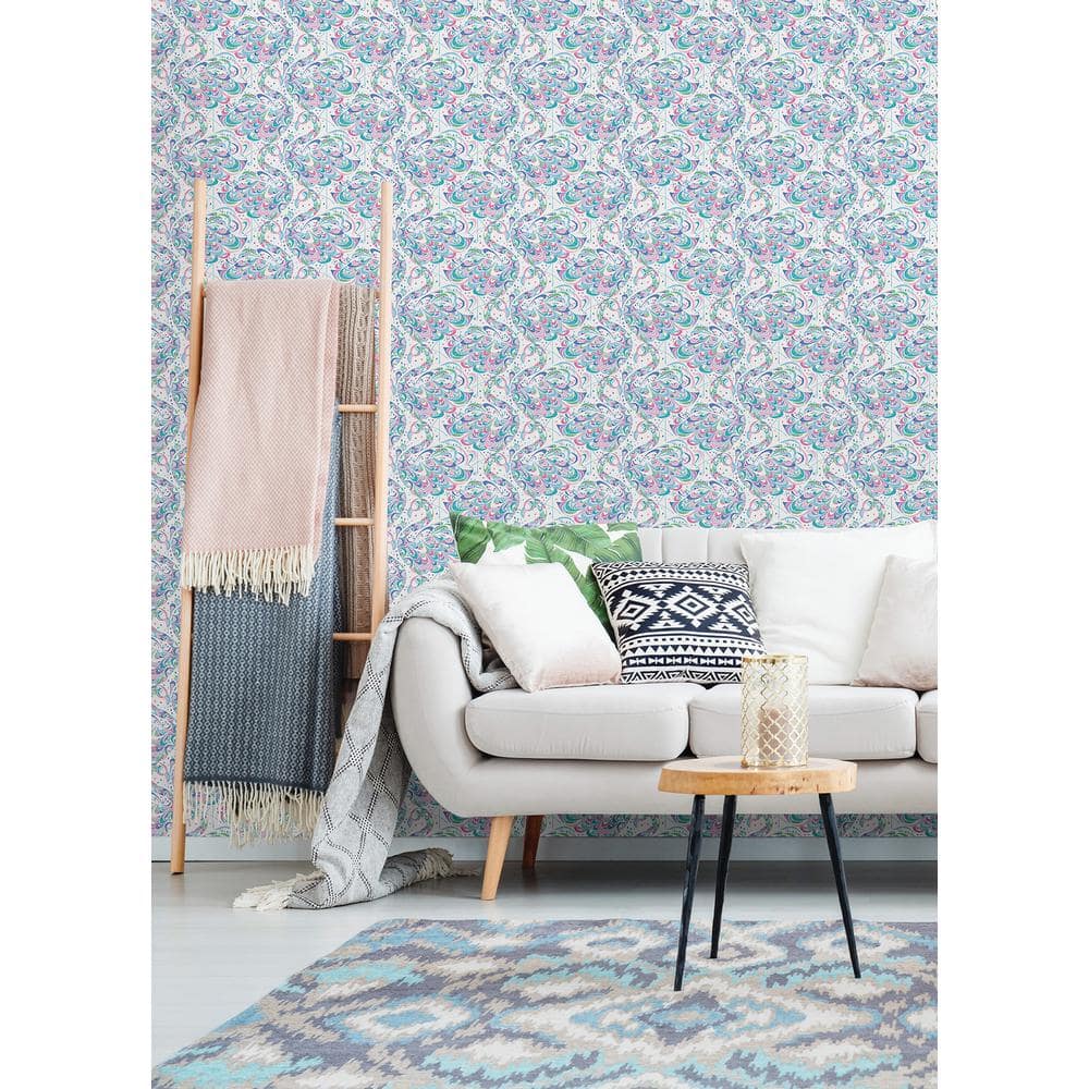Matte Pink and Aqua Flamingo Peel and Stick Vinyl Wallpaper