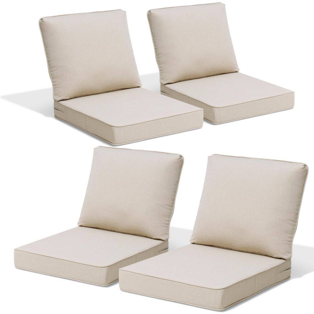 27.6 in. x 24.4 in. x 4.5 in. Patio Couch Cushion Set with Removable Cover 4 Pieces Outdoor Deep Seat Cushions in Beige price history on PriceWatchPro