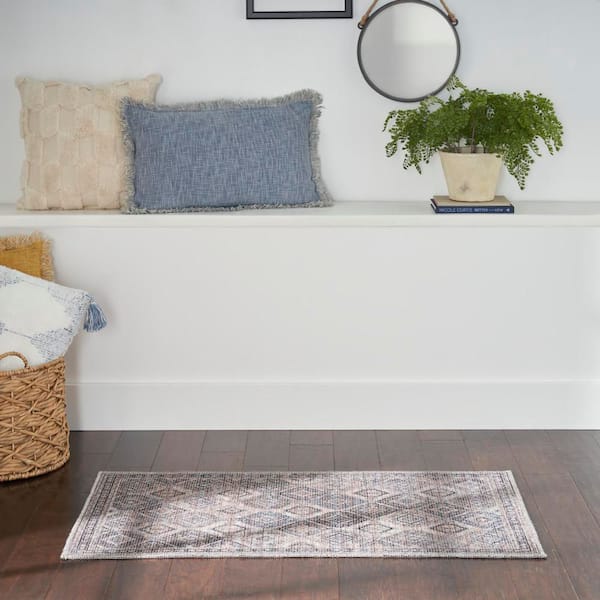 57 Grand Machine Washable doormat 57 Grand Machine Washable Ivory/Latte 2 ft. x 4 ft. Bordered Transitional Kitchen Rug